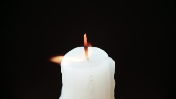 Slow motion video of blowing out a candle — Stock Video