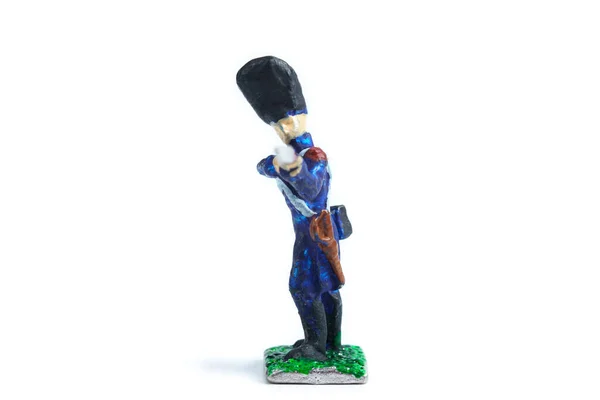 Image of handmade metal soldiers figurine on the white background — Stock Photo, Image