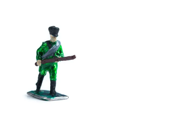 Fotografie ručně vyrobeného suvenýru - cínový voják na bílém pozadí — Stock fotografie