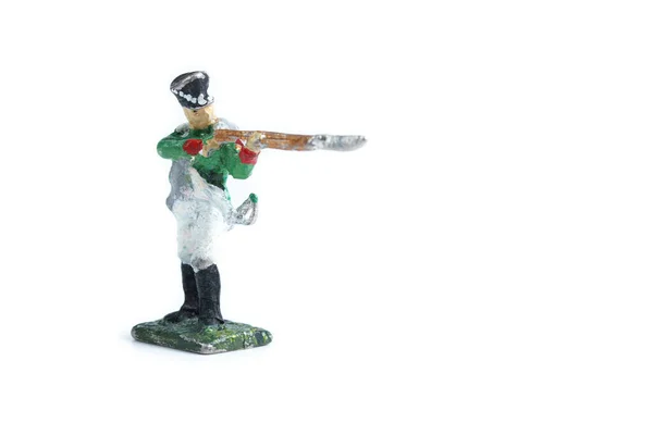 Photo of handmade vintage tin soldier on the white background — Stock Photo, Image
