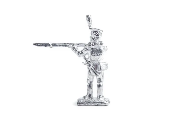 Obraz niebarwnego żołnierza metalu na białym tle — Zdjęcie stockowe