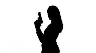 Shooting of womans silhouette with handgun
