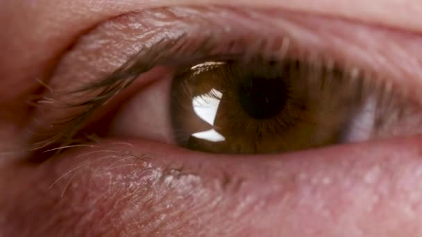 Κοντινό πλάνο βίντεο με κλάμα αρσενικό μάτι με δάκρυ — Αρχείο Βίντεο