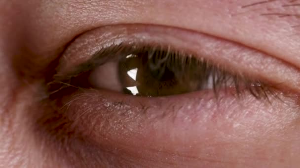 Gros plan vidéo de l'œil masculin avec larme — Video
