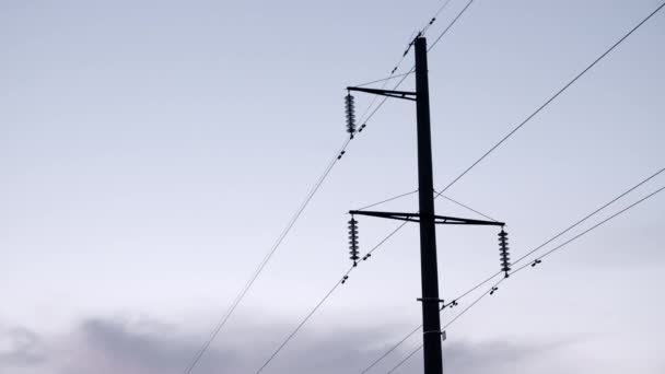 Ligne électrique dans le ciel crépusculaire — Video