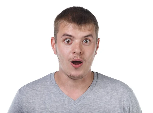 Bild eines überraschten jungen Mannes mit Borsten — Stockfoto