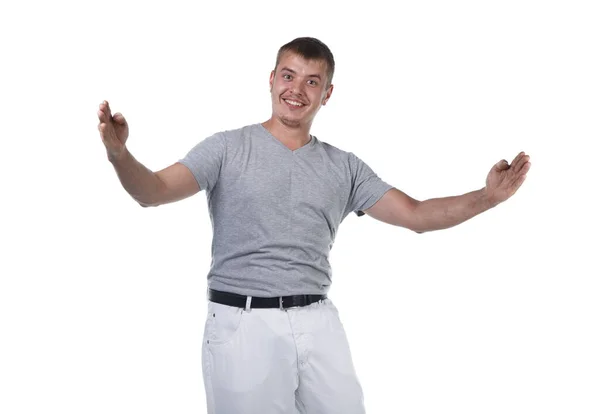 Foto von glücklich lächelndem jungen Mann mit Borsten — Stockfoto