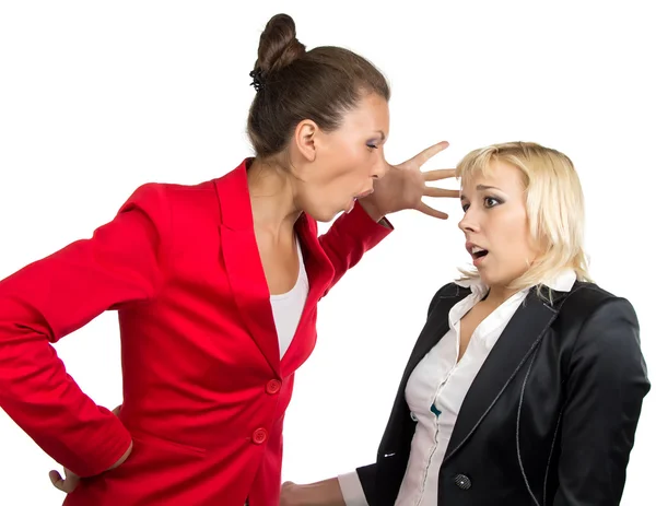 Mulher de negócios gritando com subordinado — Fotografia de Stock