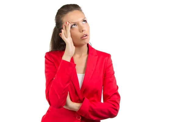 Businesswoman with the hand at her forehead — Stock Photo, Image