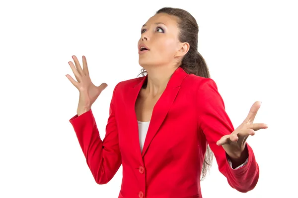 赤いジャケットに触発さビジネス女性 — ストック写真