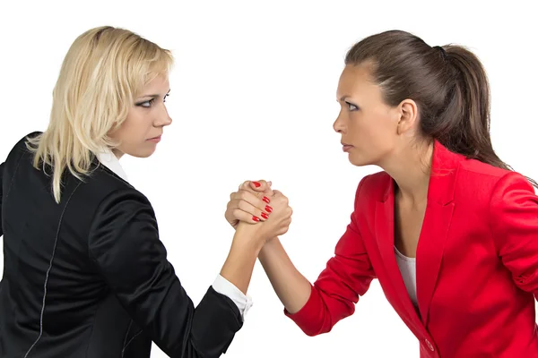 Arm wrestling of two businesswoman — Stock Photo, Image