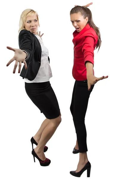 Two happy dancing businesswoman — Stock Photo, Image