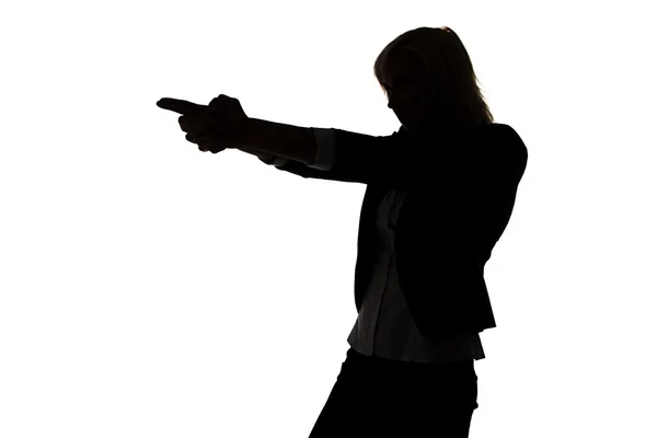 Silhouette of secret agent woman — Stock Photo, Image