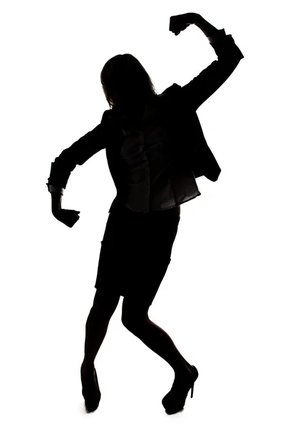 Athletenpose - Silhouette einer Frau — Stockfoto