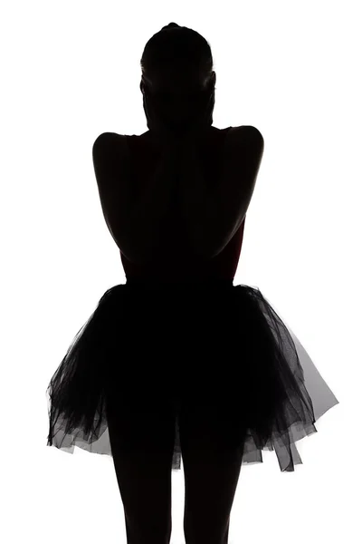 Silhouette of surprised dancer girl — Stock Photo, Image