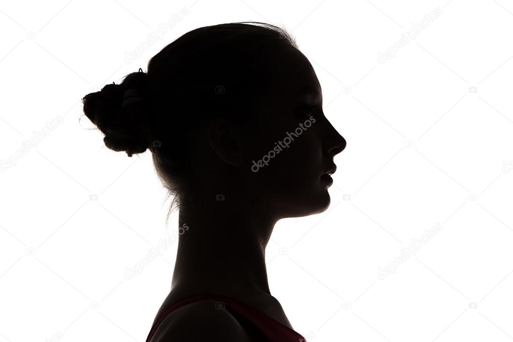 Silhouette of teenage girls head