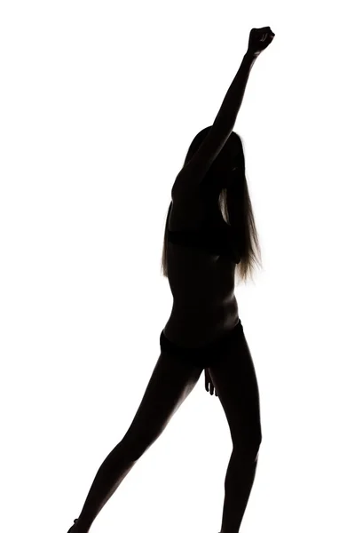 Silhouette of dancing girl — Stock Photo, Image