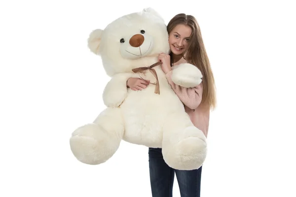 Photo d'une adolescente avec ours en peluche — Photo