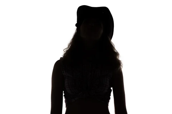 Žena v kovbojském klobouku - silueta — Stock fotografie