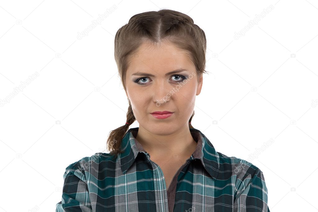 Photo of serious farmer woman