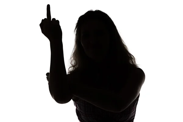 Silhouette of woman with a bad mood — Stock Photo, Image