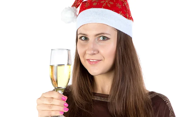 Leende ung kvinna med glas champagne — Stockfoto