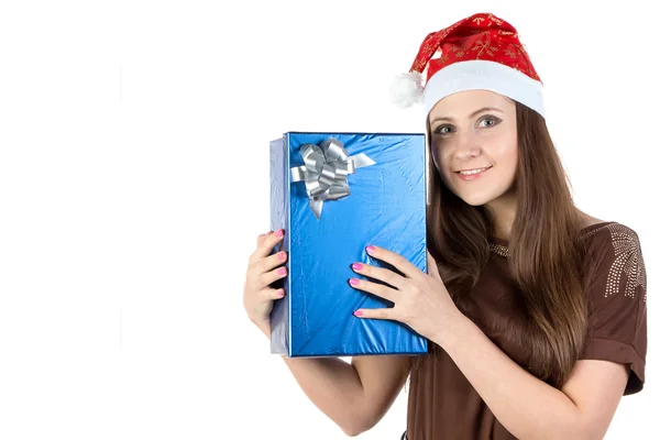 Image of happy woman with the present — Stock Photo, Image