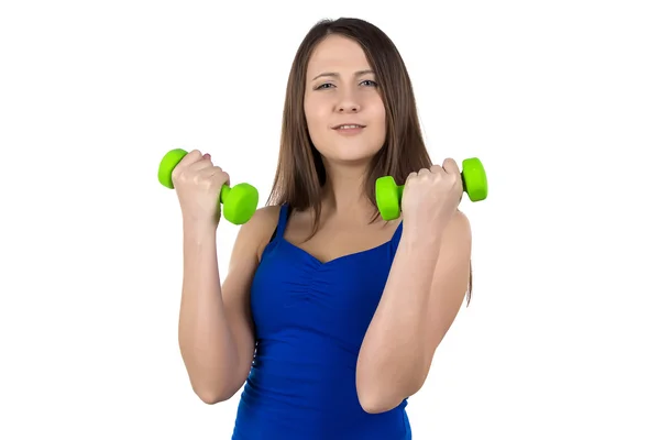 Photo of woman with dumbbells — Stock Photo, Image