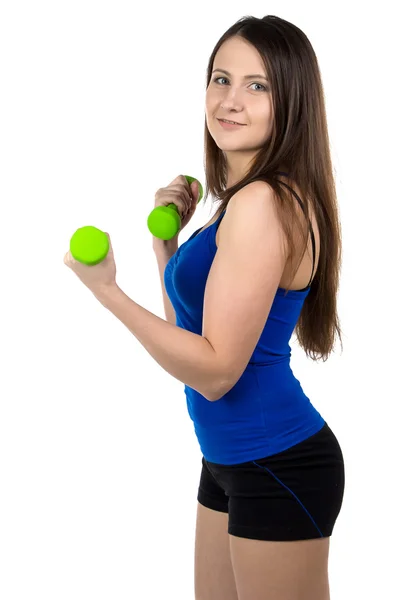 Photo of sporty woman with dumbbells — Stock Photo, Image