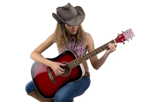 Fotografie ženy, hraní na kytaru — Stock fotografie