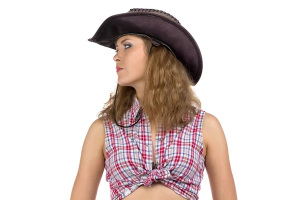 Portrait of pretty young cowgirl — Stock Photo, Image