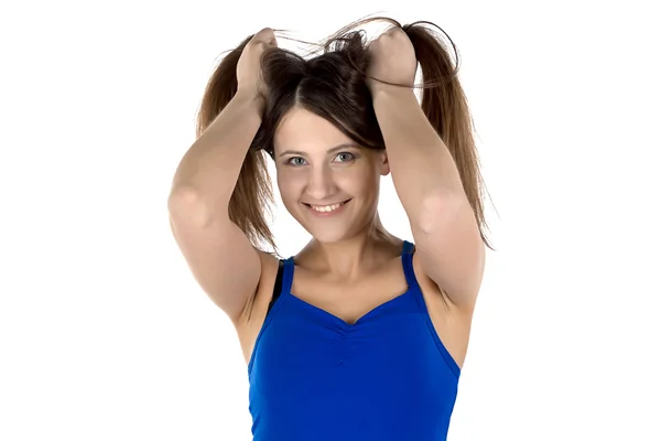 Photo of funny woman with long hair — Stock Photo, Image