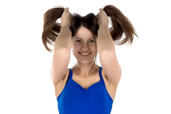 Image of funny woman with long hair — Stock Photo, Image