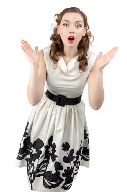 Portrait of surprised woman with open mouth clipart
