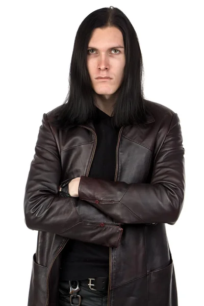 Portret nieformalne człowieka z długimi włosami — Zdjęcie stockowe
