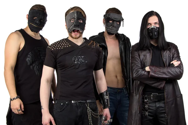 Portrait of the metal band in black clothes — Stock Photo, Image