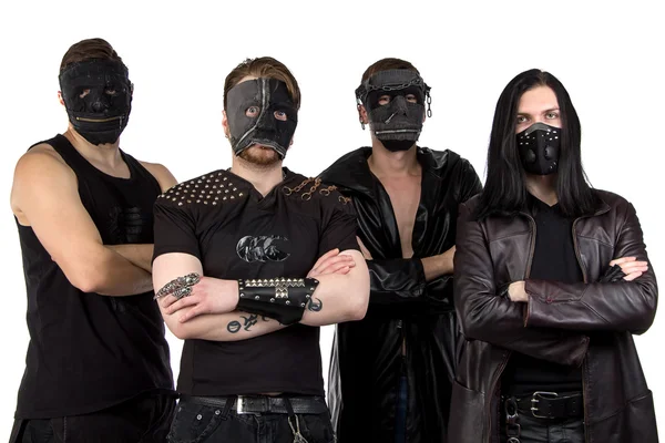 Foto da banda de metal em máscaras — Fotografia de Stock