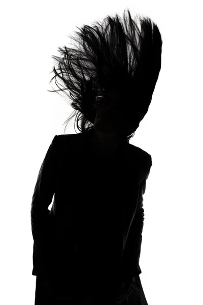 Photo of mans silhouette with blowing hair — Stock Photo, Image