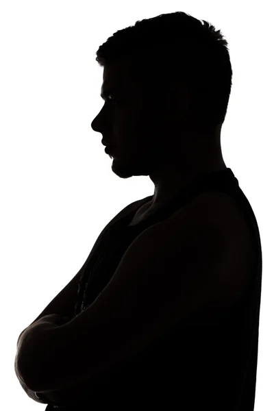Foto de musculoso mans silhouette en el perfil —  Fotos de Stock