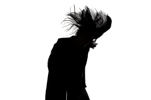 Bild des Mannes Silhouette mit wehenden Haaren — Stockfoto