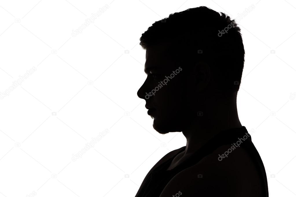 Image of muscular mans silhouette in profile