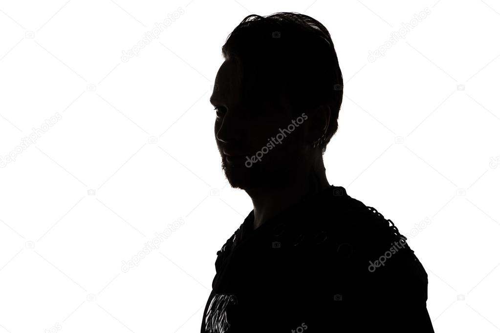 Portrait of young mans silhouette in profile