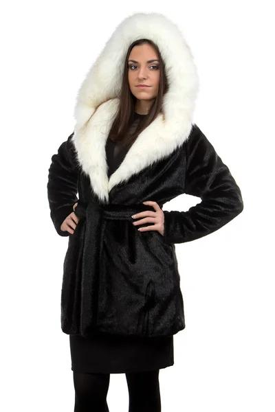 Photo of the woman in fur coat — Stock Photo, Image