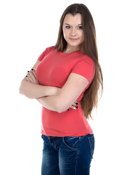 Image of teenage girl with arms crossed — Stock Photo, Image