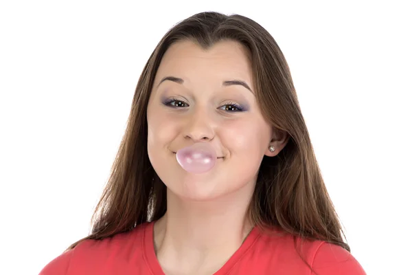 Photo of smiling teenager with bubble gum — Stock Photo, Image