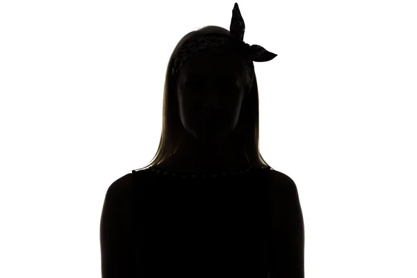 Silhouette of woman with ribbon — Stock Photo, Image