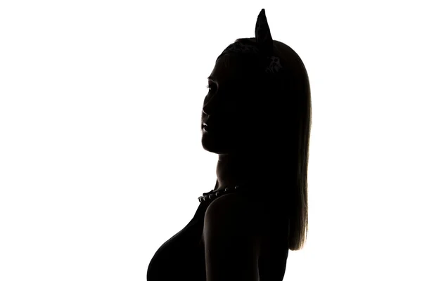 Silhouette de femme avec ruban de profil — Photo