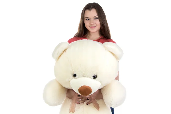 Dospívající dívka hospodářství medvídek — Stock fotografie