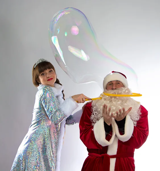 在泡沫里面的圣诞老人画像 — 图库照片