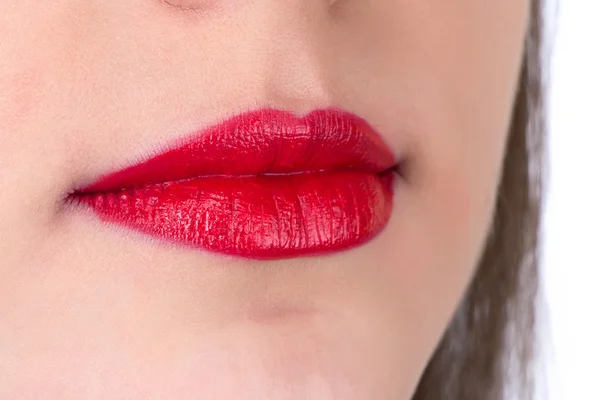 Foto dos lábios vermelhos das mulheres — Fotografia de Stock